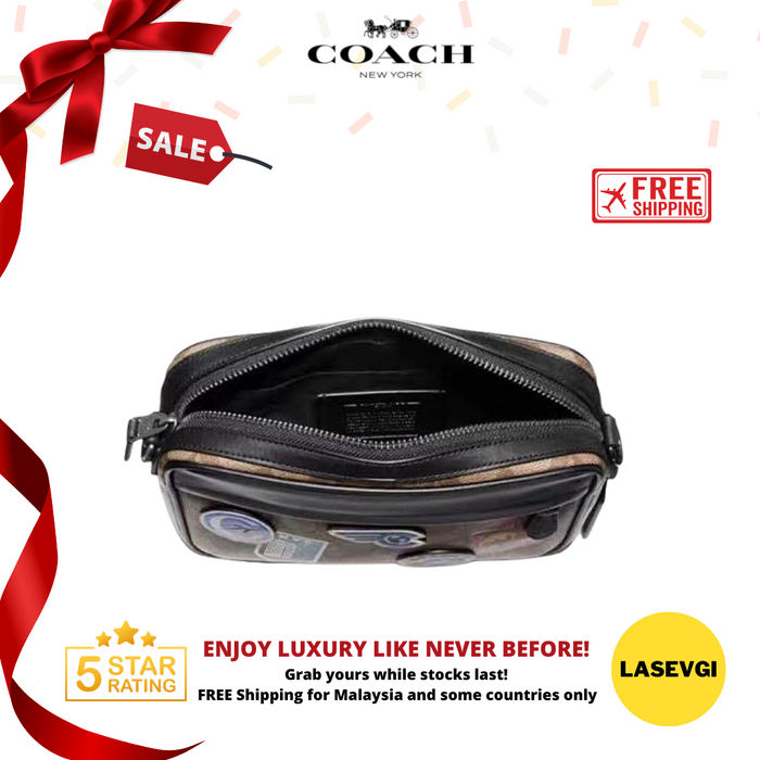 COACH Graham Crossbody with Travel Patches-Black F72945