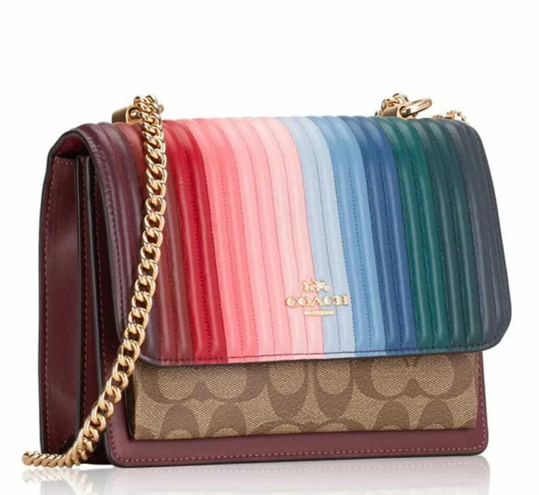 COACH Klare Crossbody With Rainbow Linear Quilting
