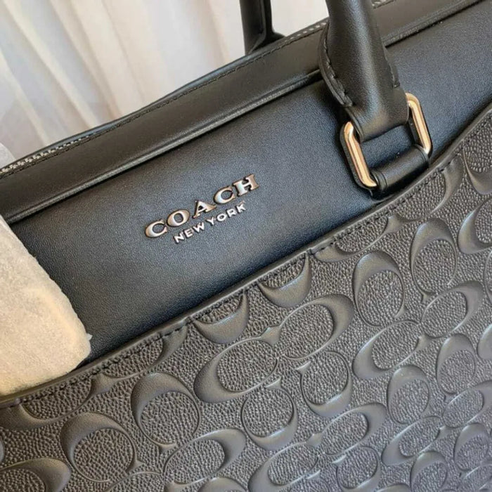 COACH Men Beckett Compact Brief in Signature Crossgrain Leather - Black - Style No: 72973