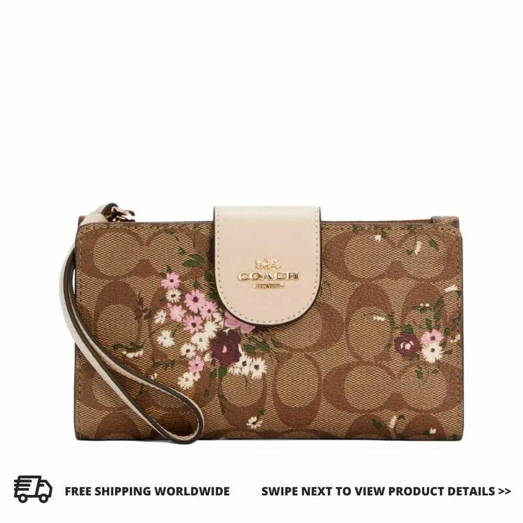 COACH Tech Phone Wallet in Signature Canvas with Evergreen Floral