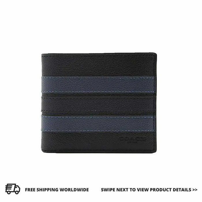 COACH Men Wallet With Varsity Stripe - Blue Black