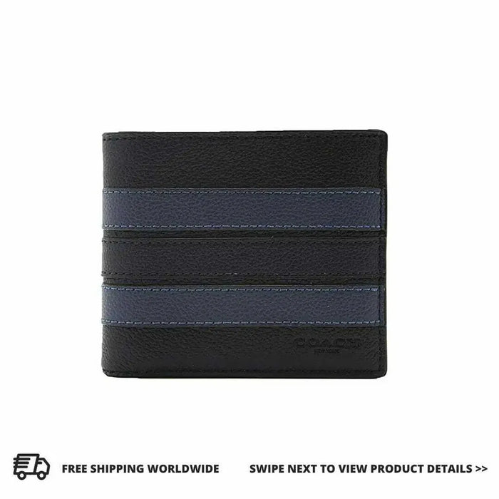 COACH Mens Wallet With Varsity Stripe Blue Black