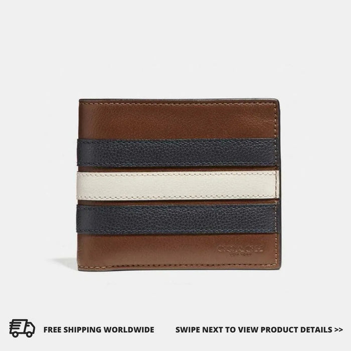 COACH Men Wallet With Varsity Stripe - Brown