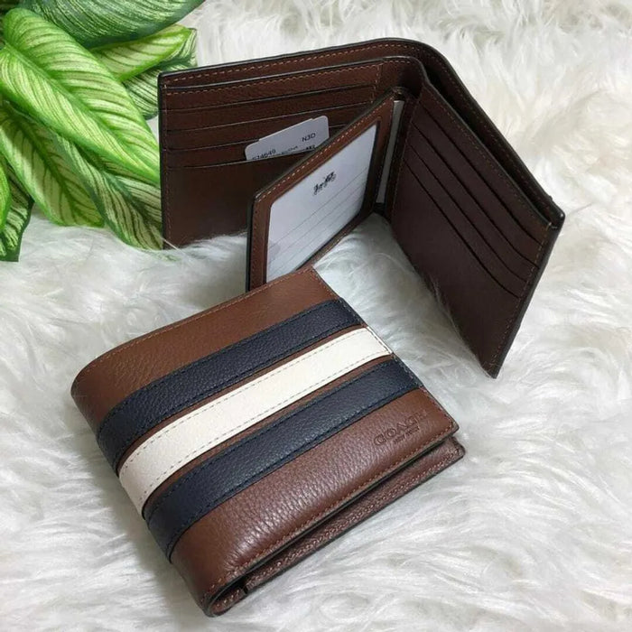COACH Mens Wallet With Varsity Stripe Brown www.lasevgi
