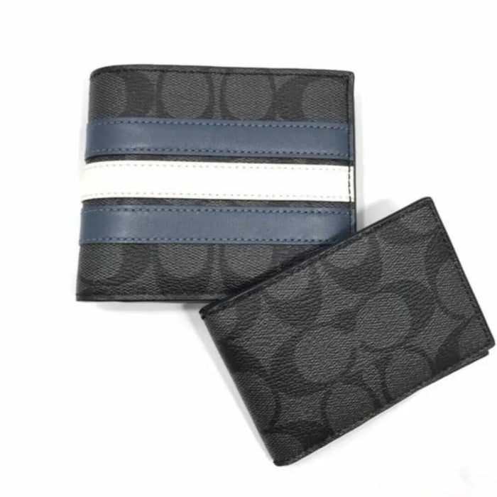 COACH Men Wallet in Signature Canvas with Varsity Stripe