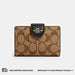 COACH Medium Corner Zip Wallet in Signature Canvas - Khaki Black - www.lasevgi.com