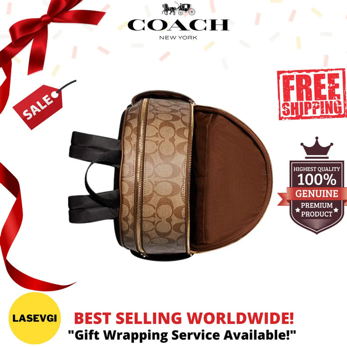 COACH Court Backpack In Signature Canvas - Brown Saddle - www.lasevgi.com