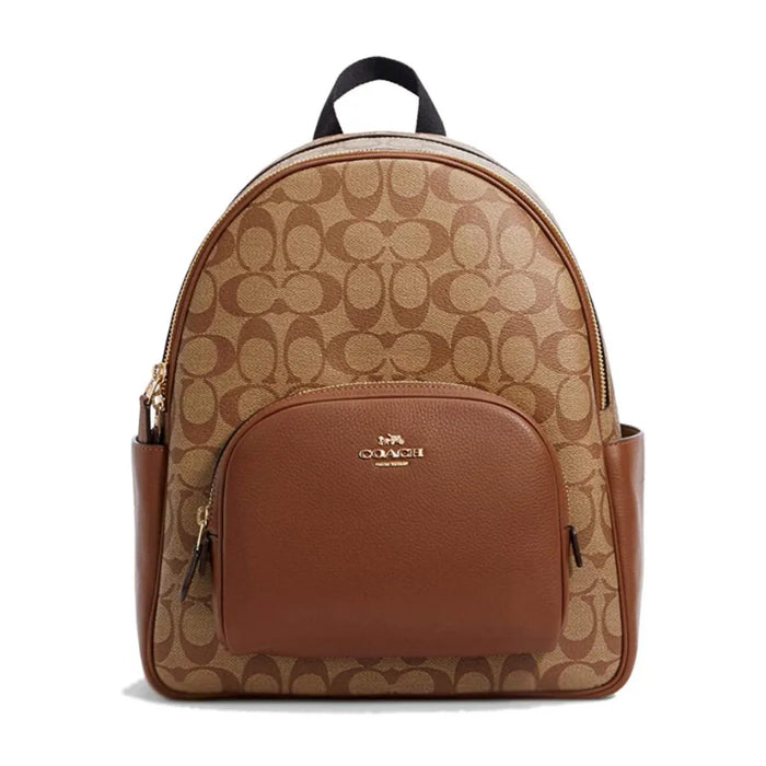 COACH Court Backpack In Signature Canvas - Brown Saddle - www.lasevgi.com