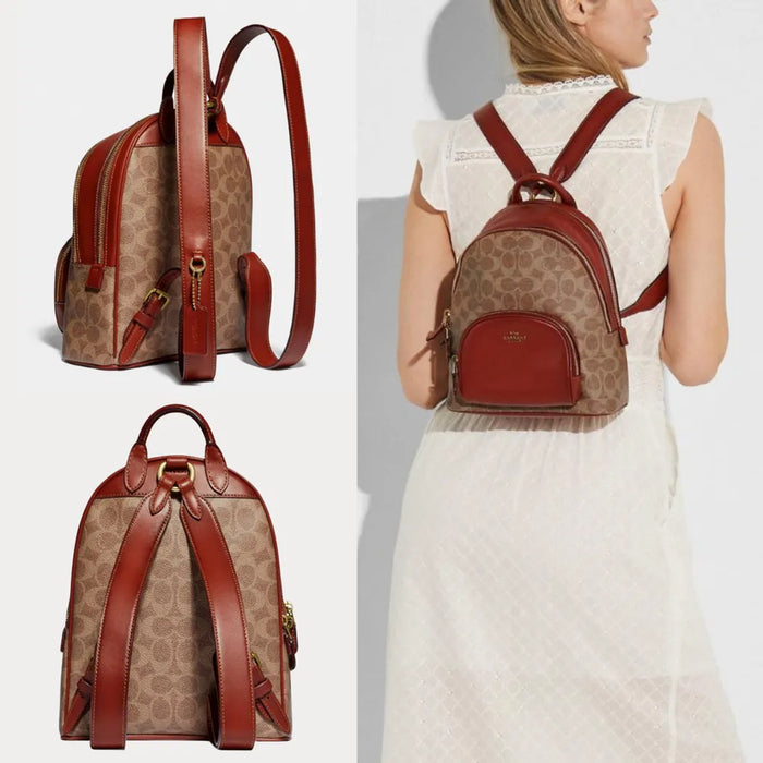 Carrie Backpack 23 In Signature Canvas - Tan/Rust