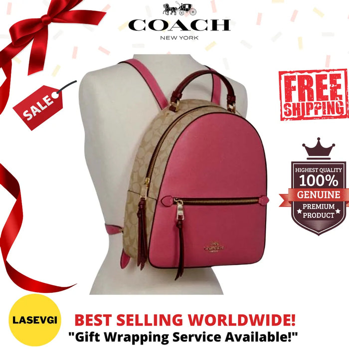 COACH Jordyn Backpack With Signature Canvas - Pink - www.lasevgi.com