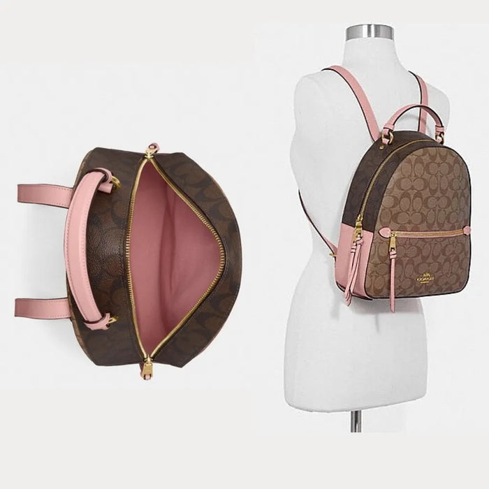 COACH Jordyn Backpack With Signature Canvas - Khaki Pink