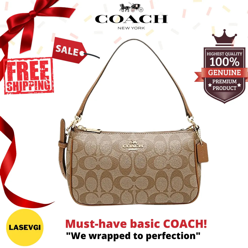 COACH Messico Top Handle Pouch Brown