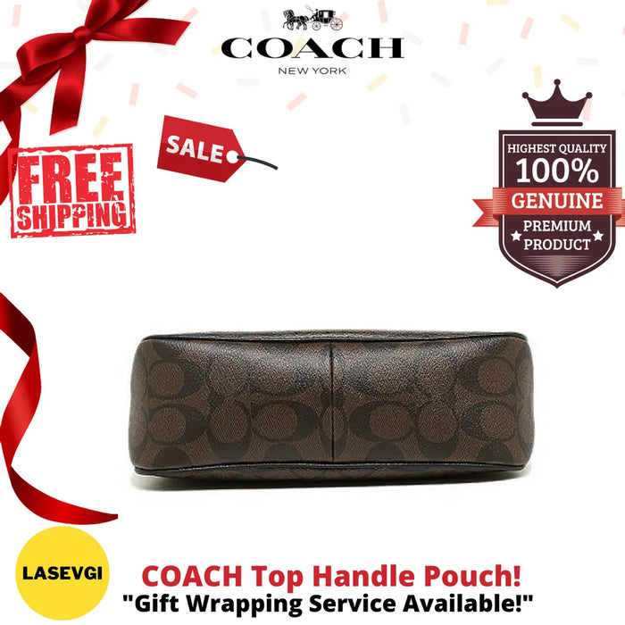 COACH Messico Top Handle Pouch - Brown/Black
