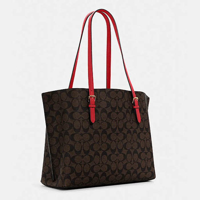 COACH Mollie Tote in Signature Canvas Brown 1941 Red - www.lasevgi.com