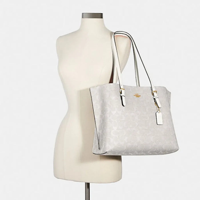 COACH Mollie Tote Bag in Signature Canvas White www.lasevgi