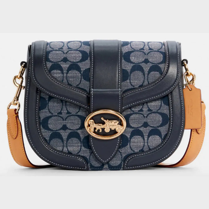 Coach georgie saddle bag in signature chambray Clearance