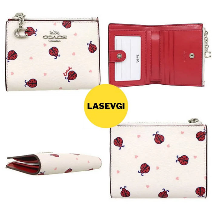 COACH Snap Card Case Wallet with Ladybug Print