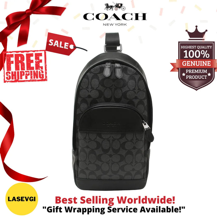 COACH Charles Pack in Signature Canvas Black
