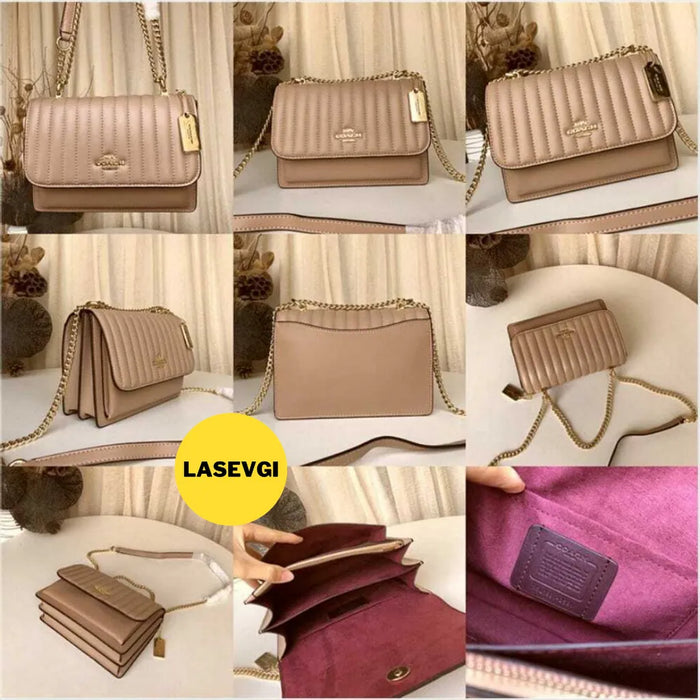 COACH Klare Crossbody With Linear Quilting Taupe Brown - www.lasevgi.com