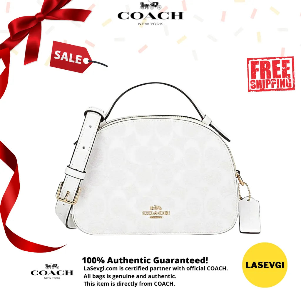 COACH Serena Satchel Signature canvas in Glacier White Chalk www.lasevgi