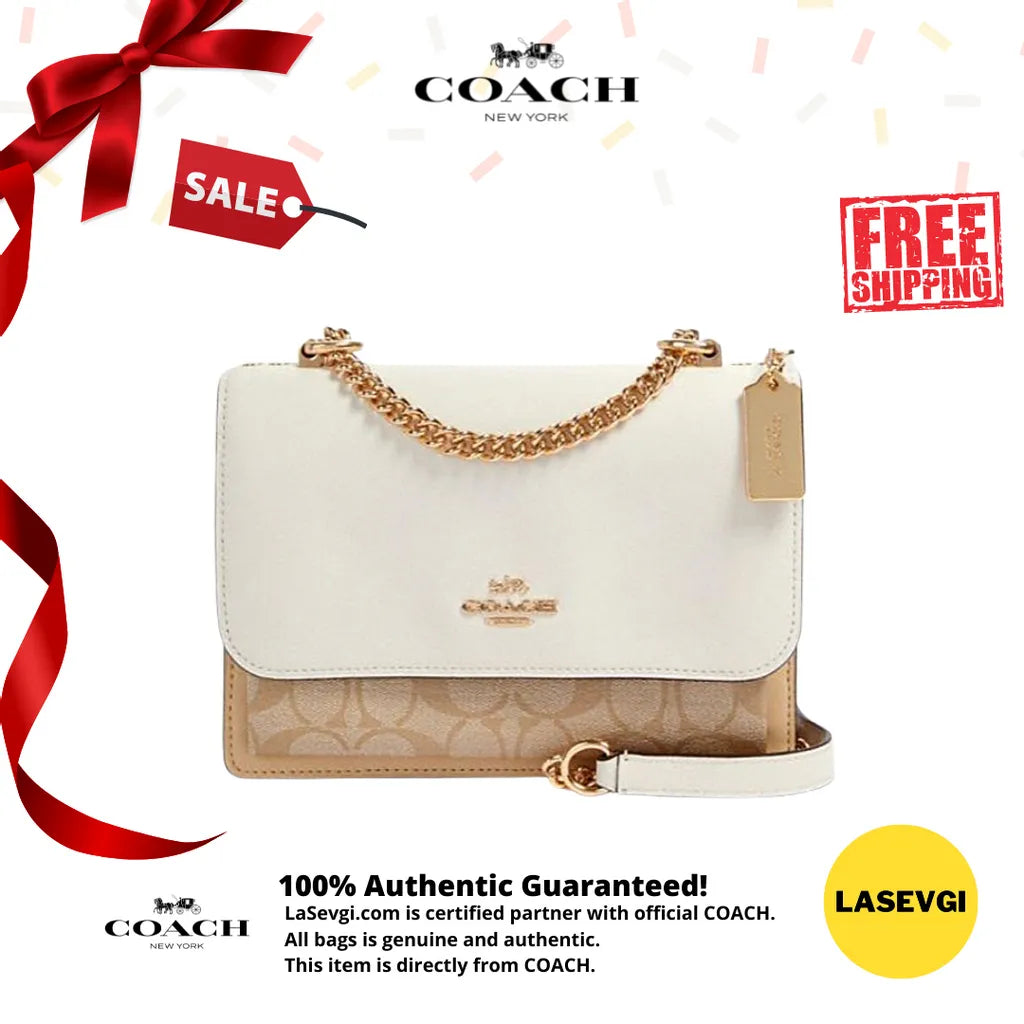 COACH Klare Crossbody in Signature Canvas Khaki Chalk www