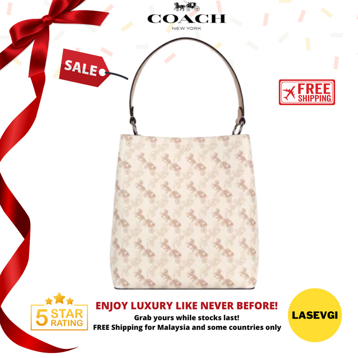 COACH Town Bucket Bag Horse and carriage print in Ivory