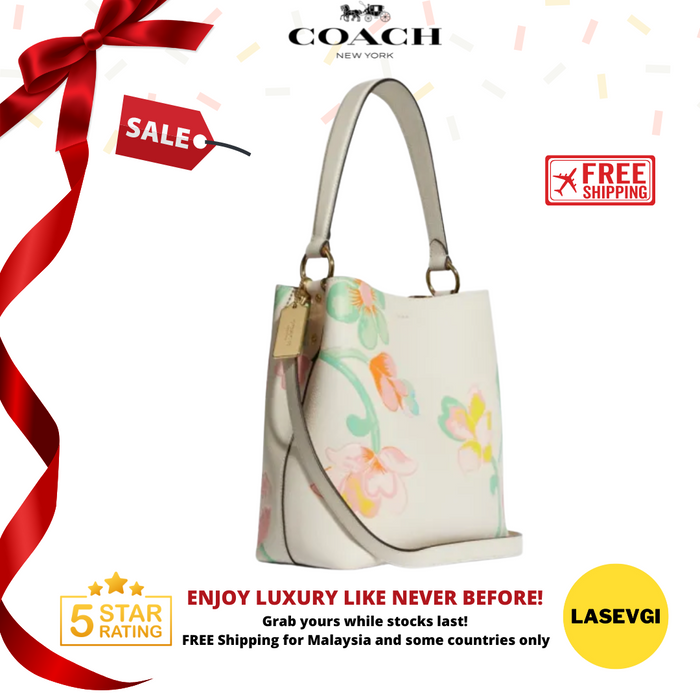 Coach Town Bucket Bag With Dreamy Land Floral Print in Chalk Multi