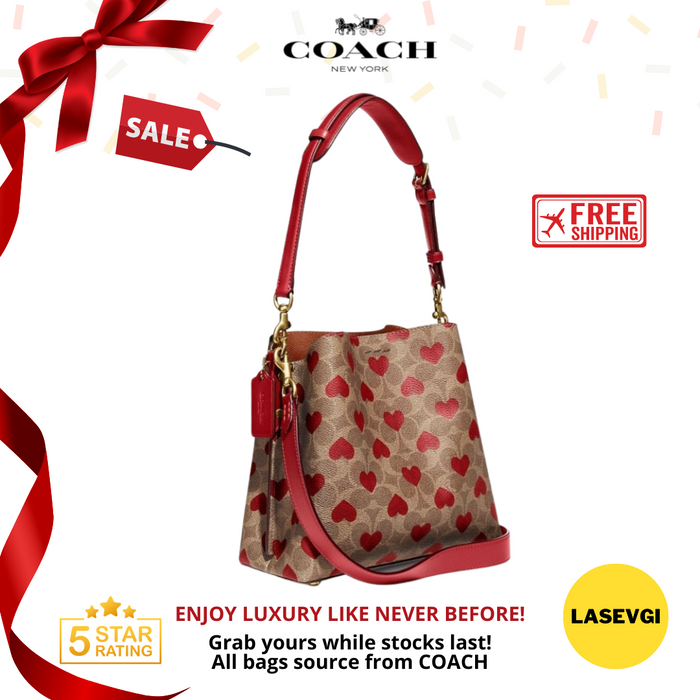 Coach Willow Bucket Bag in Signature Canvas with Heart Print C8389 - www.lasevgi.com