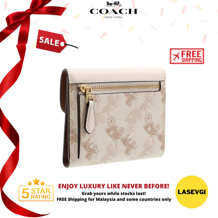 COACH Wyn Small Wallet With Horse And Carriage Print-Chalk