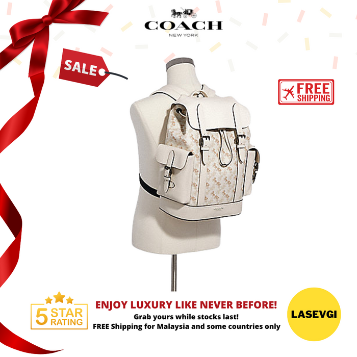 COACH Hudson Backpack With Horse And Carriage Print-Chalk/White