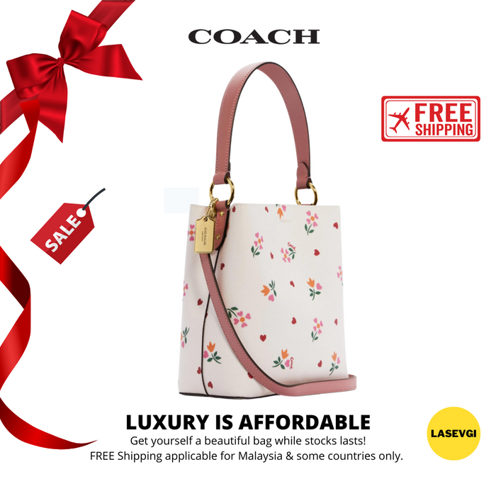 COACH Small Town Bucket Bag With Heart Petal Print