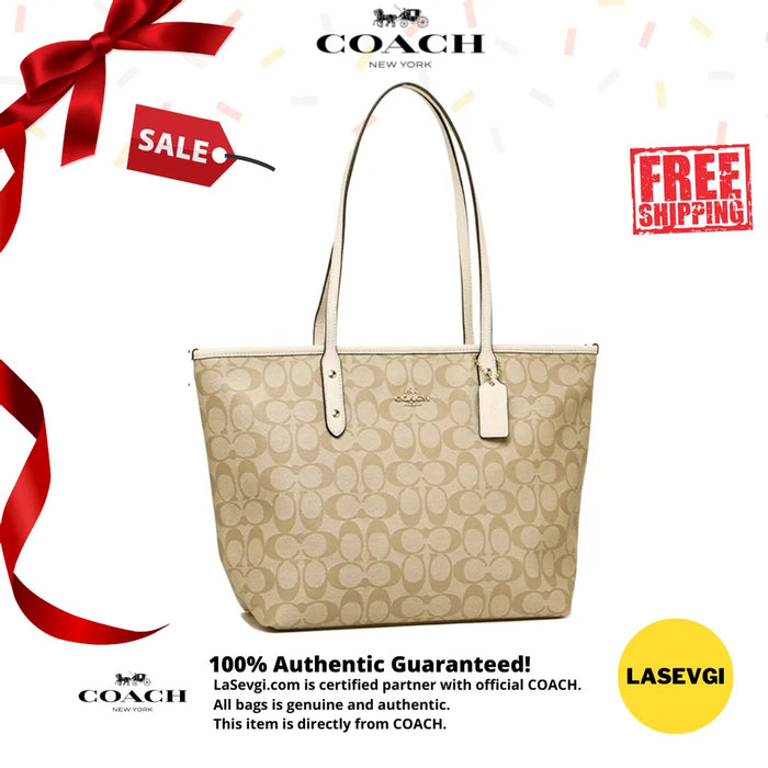 Coach women's signature city zip tote clearance
