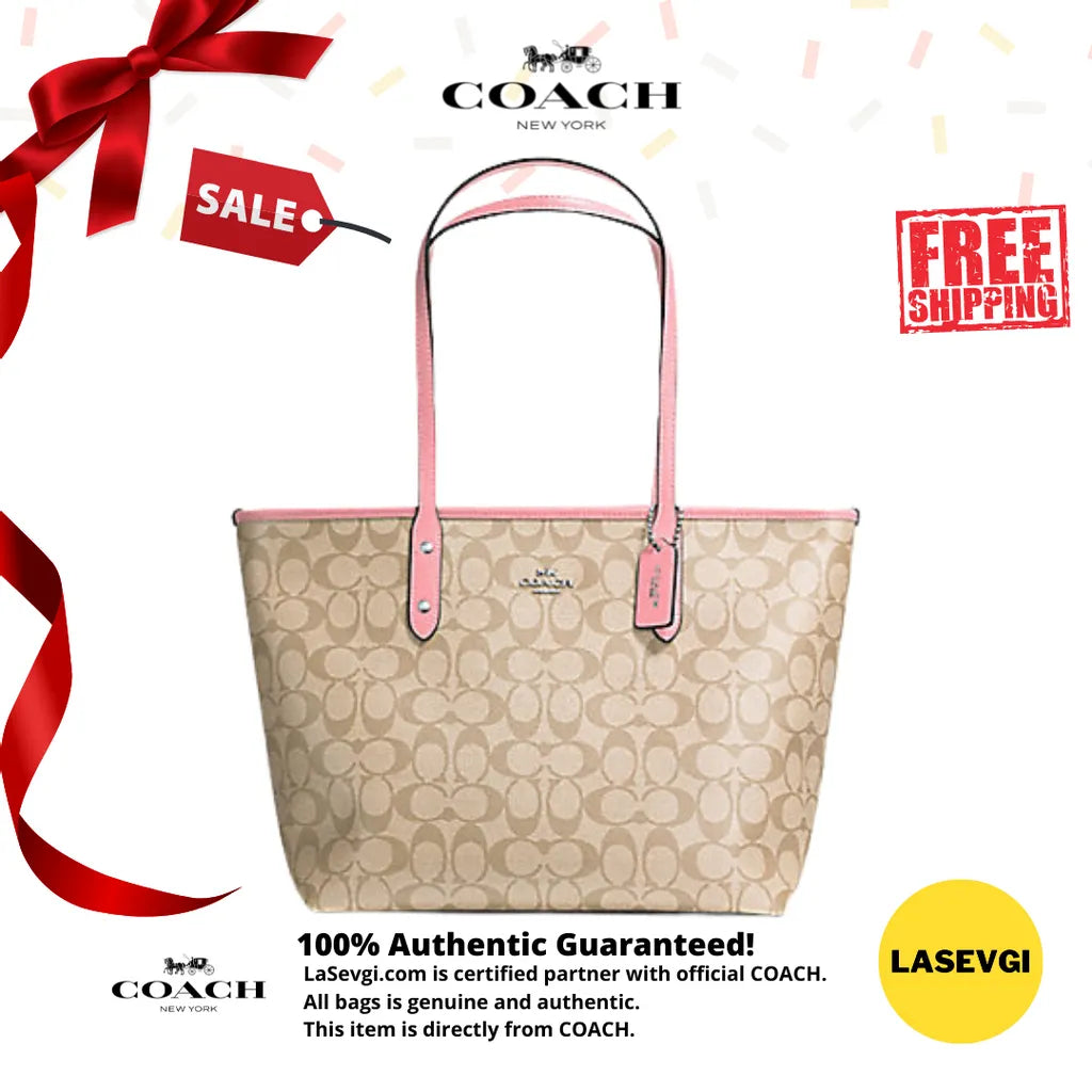 Coach city sales zip tote pink