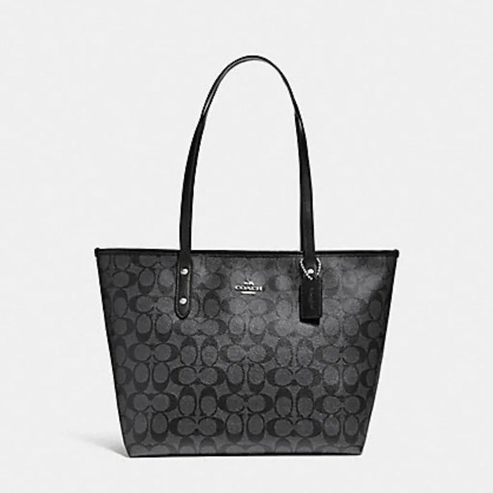 Coach city zip tote black sale