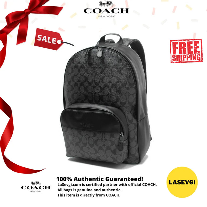 COACH Houston Backpack Signature canvas in black