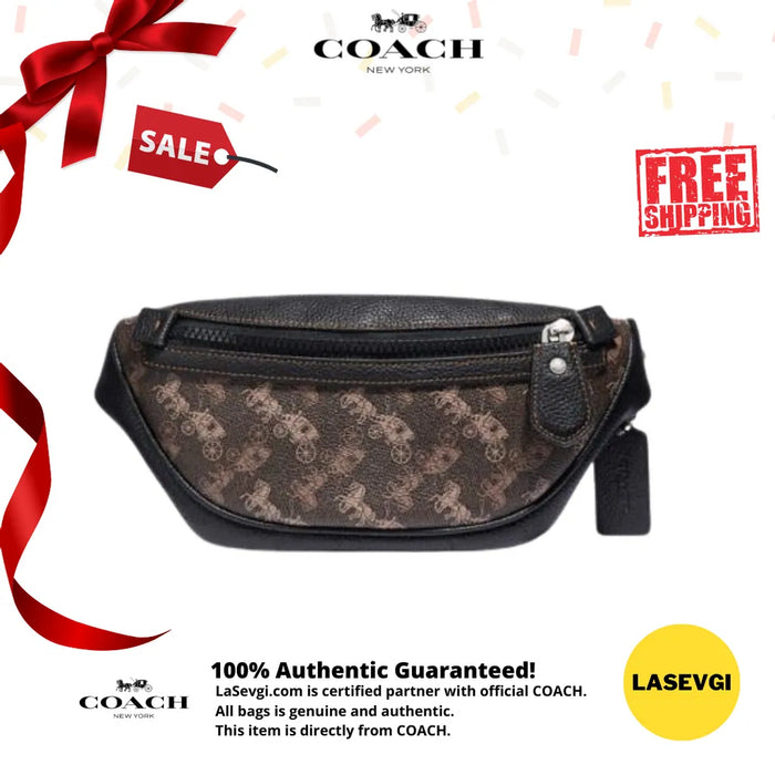 COACH Rivington Belt Bag with Horse and Carriages in Brown Black - www.lasevgi.com