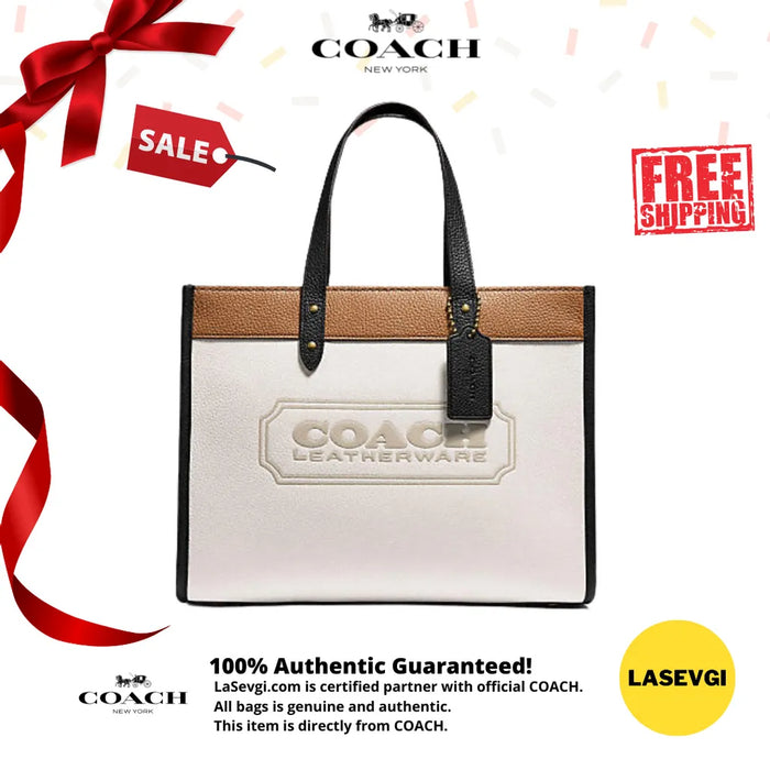 COACH Field Tote 30 in colorblock with coach badge