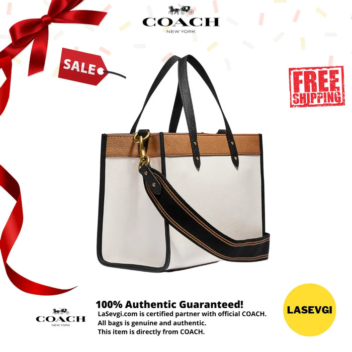 COACH Field Tote 30 in colorblock with coach badge