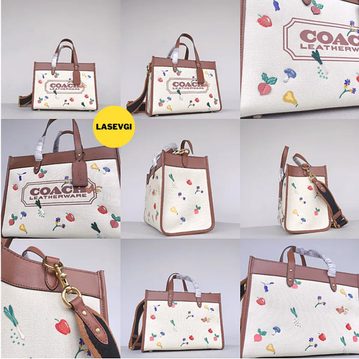 COACH Field Tote 30 in Colorblock with Garden Embroidery Coach Badge