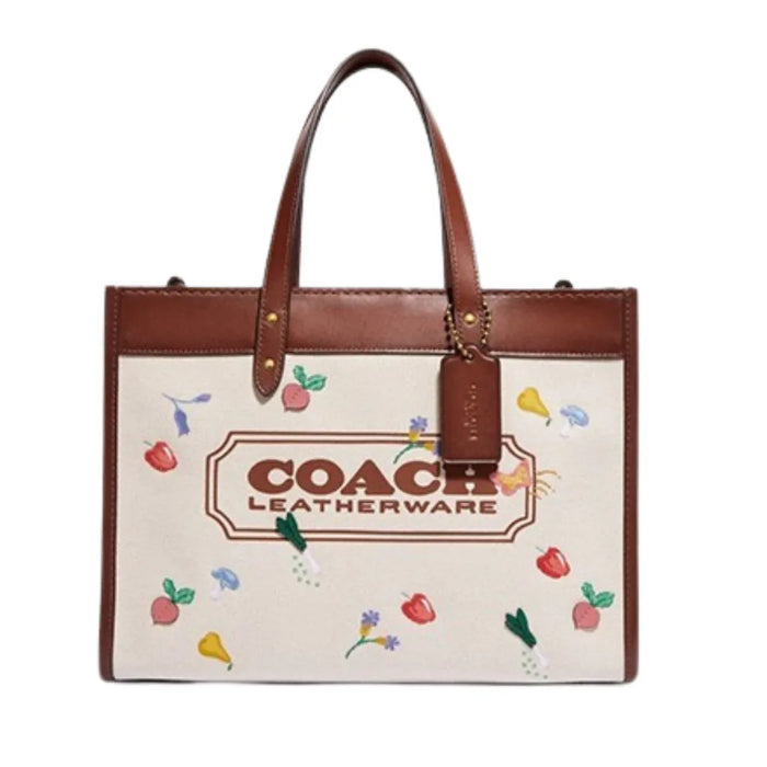 COACH Field Tote 30 in Colorblock with Garden Embroidery Coach Badge