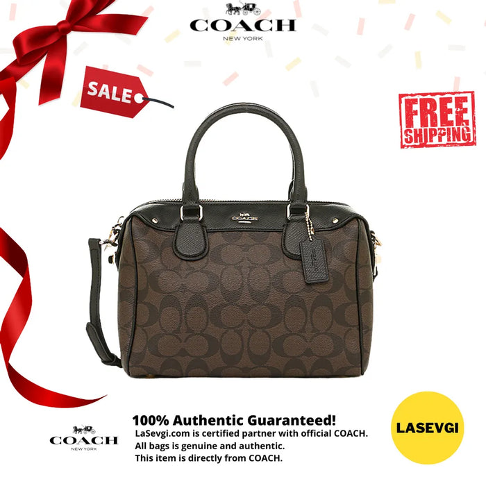 COACH Ivie Bennett Mini Satchel Signature Brown Black - www.lasevgi.com