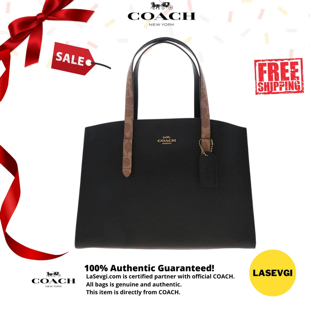 COACH Charlie Carryall with Signature Canvas Blocking Black