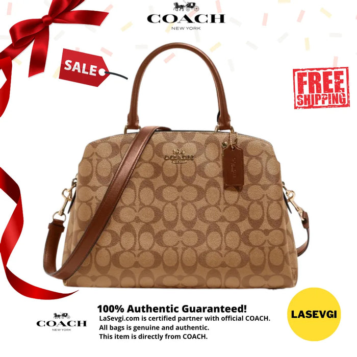 COACH Lillie Carryall in Signature Canvas Khaki Saddle www.lasevgi