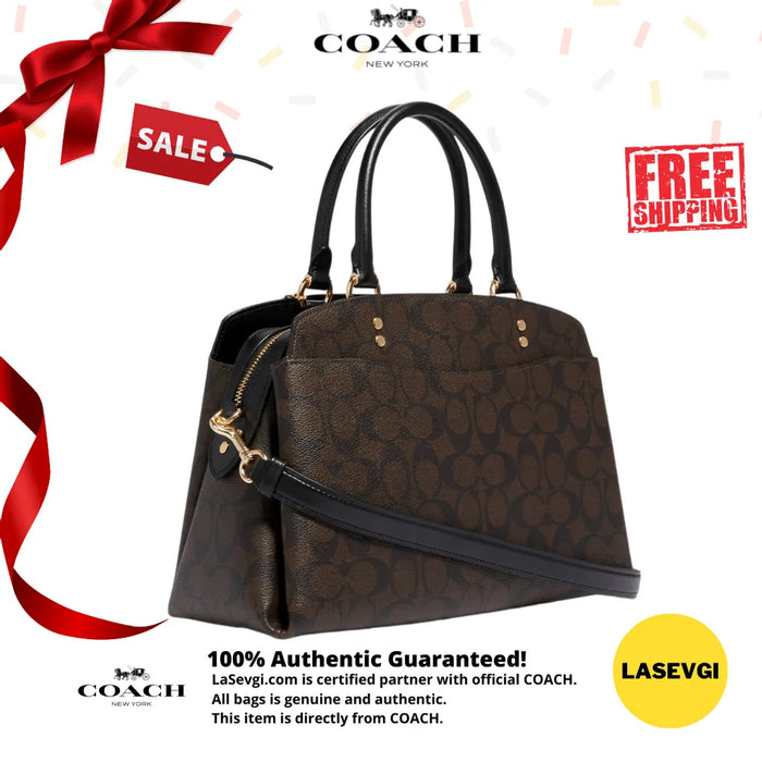 COACH Lillie Carryall in Signature Canvas Brown Black
