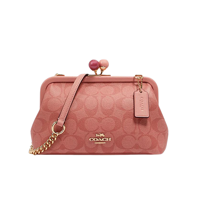 COACH Nora Kisslock Crossbody In Signature Canvas-Candy Pink