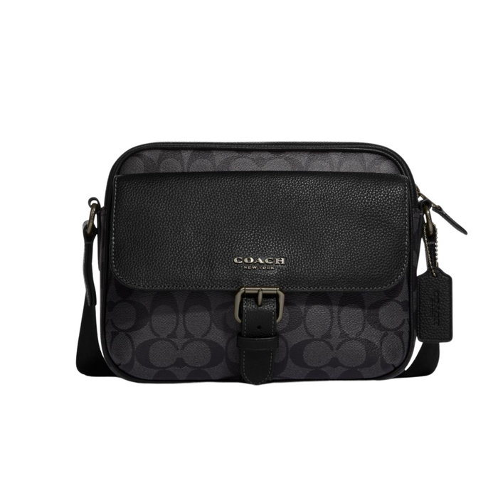 COACH Hudson Crossbody In Blocked Signature Canvas Black www.lasevgi