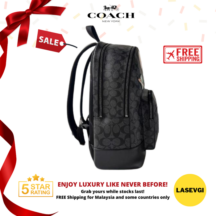 COACH West Backpack in Signature Canvas  with space patches F29040