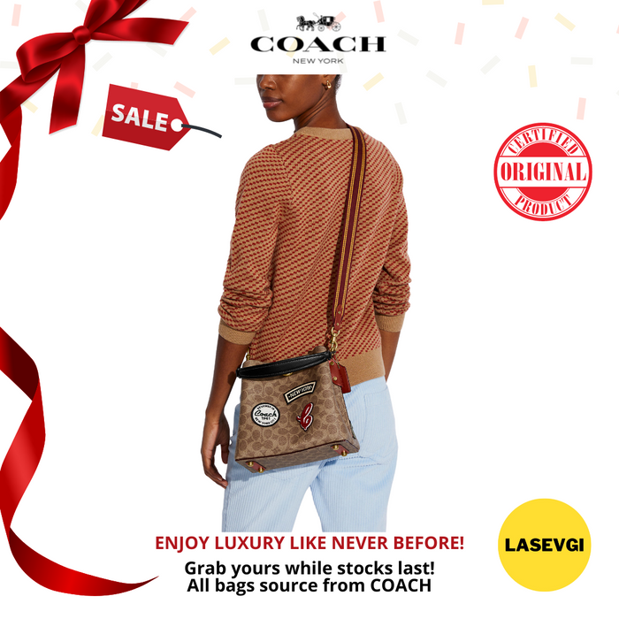 Coach Willow Bucket Bag in Signature Canvas with Coach Patches
