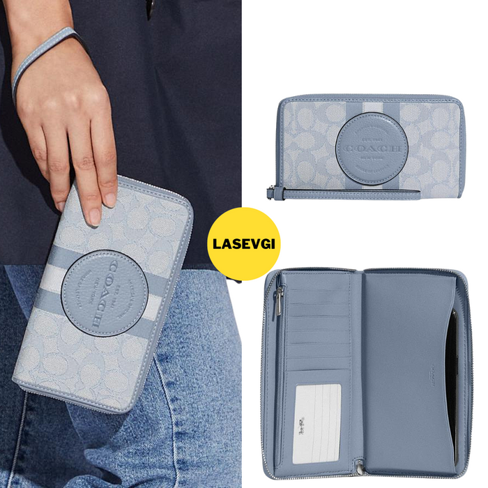 COACH Dempsey Large Phone Wallet-Marble Blue