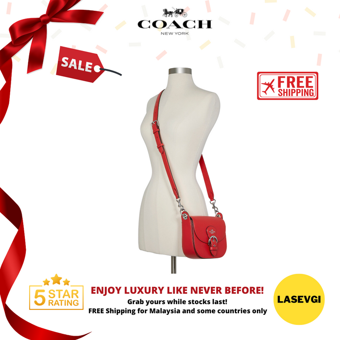 COACH Kleo Shoulder Bag 17-Silver/Bright Poppy(Red)